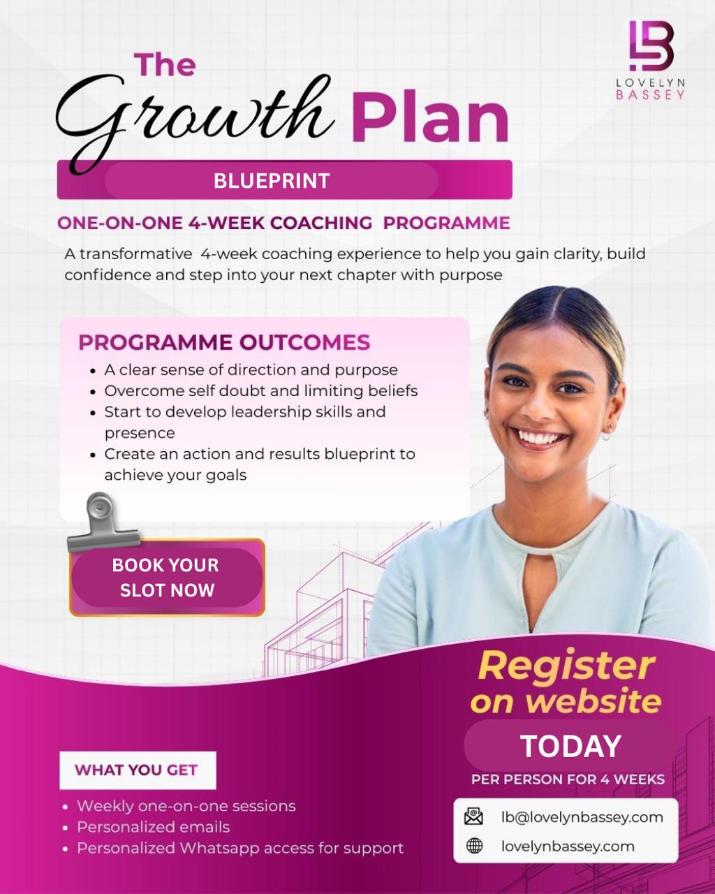 The Growth Plan BLUEPRINT FOR 2026** ONE-ON-ONE 4-WEEK COACHING PROGRAMME